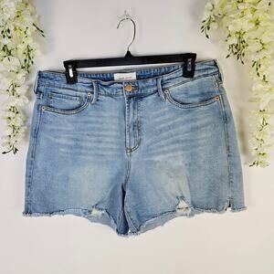 Dear John Julian Shorts High Rise Light Wash Distressed Raw Hem Denim Size 33